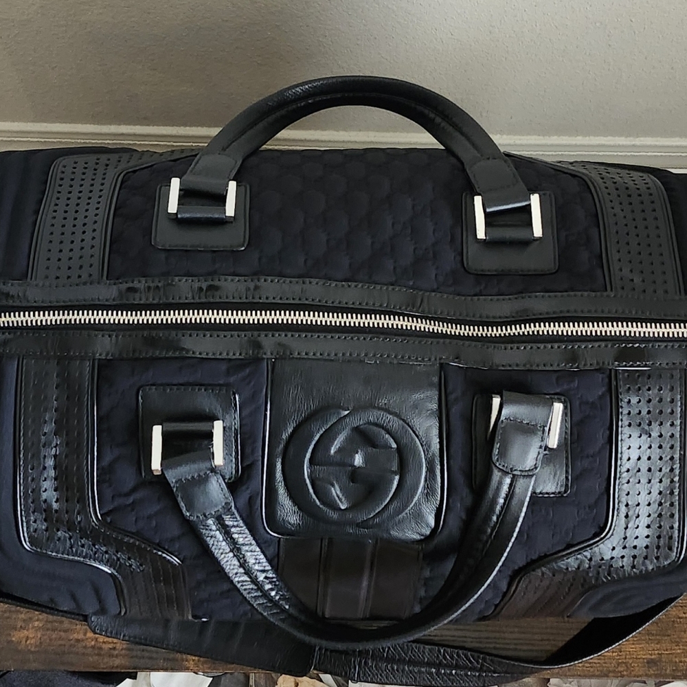 Gucci Guccissima Black Neoprene/Leather Duffle Bag - Picture 8 of 15